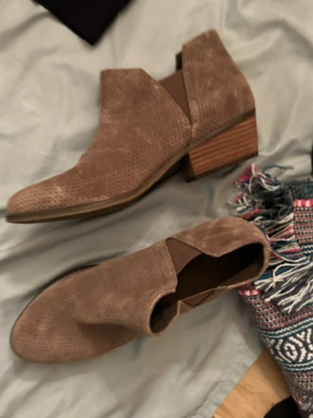 size 10 w 10w  womens tan leather ankle boots  ten shoes western boho wide